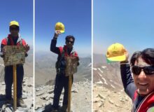 کوهنورد نیشکری بر فراز بلندترین قلّه استان تهران ایستاد